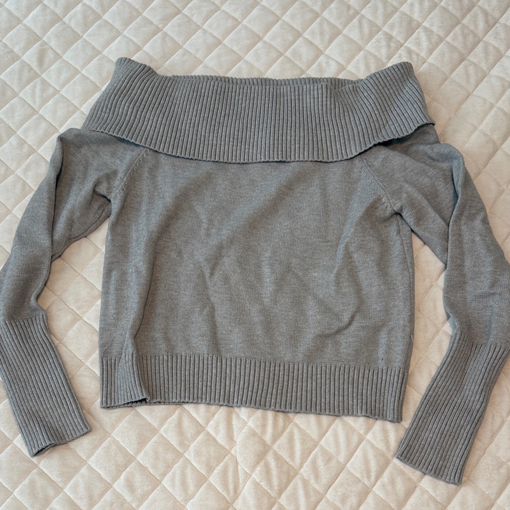 Harper & Ivy Charcoal Off-Shoulder Sweater NWOT